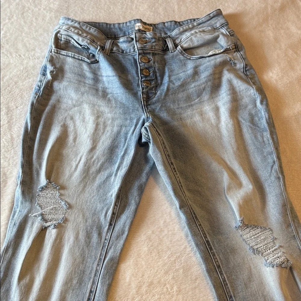 m jeans by maurices Jeans Slim Straight Ankle Mid Rise Distressed Size 16W - Picture 6 of 15